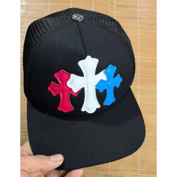 Chrome Hearts Triple Cross Trucker Hat Black - 1