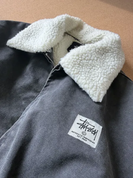 Stüssy Sherpa-Lined Bomber Jacket Charcoal Gray Outerwear - 5
