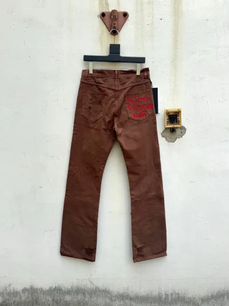 Saint Laurent Ripped Distressed Brown Jeans - 4