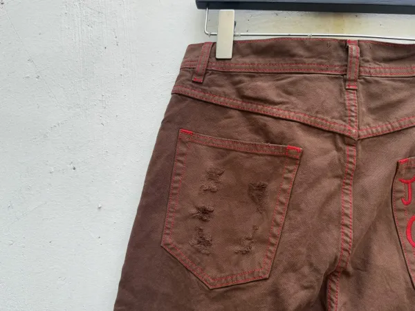 Saint Laurent Ripped Distressed Brown Jeans - 10