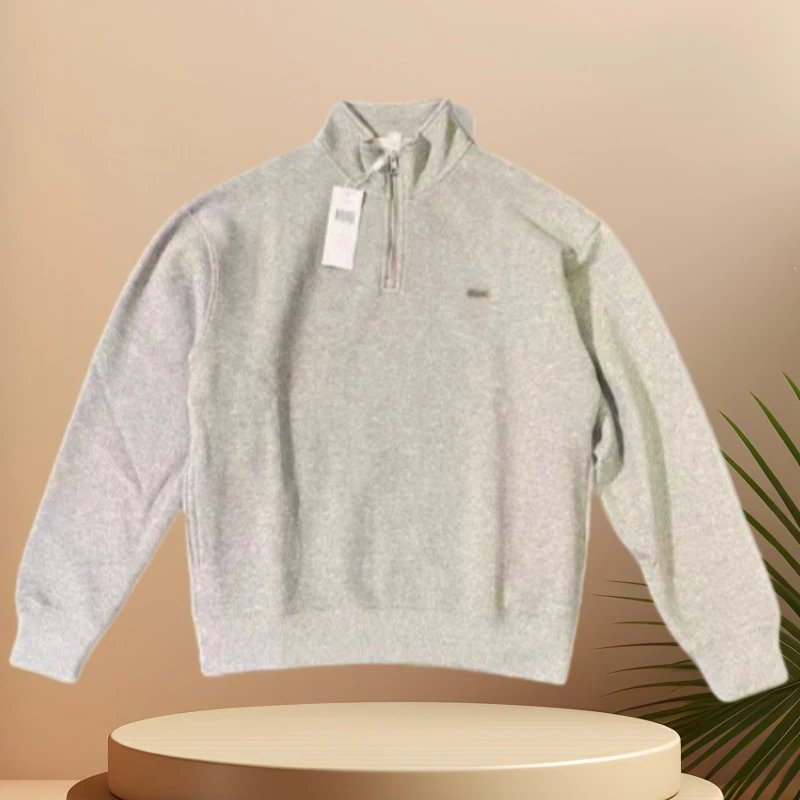 Embroidery Fish Logo Series - Half Zip Round Neck Sweatshirt (Cotton, Stand Collar) & Pullover