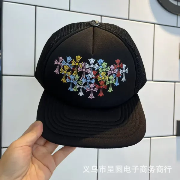 Chrome Hearts Multicolor Cross Cluster Trucker Hat Black - 1