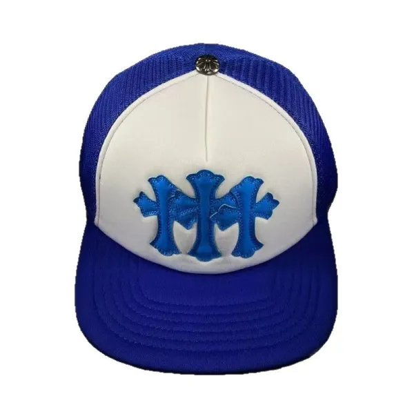 Chrome Hearts Triple Cross Blue and White Trucker Hat - 1