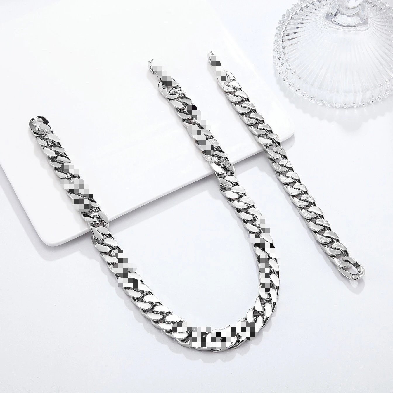 Titanium Steel Cuban Link Silver Hip Hop Necklace