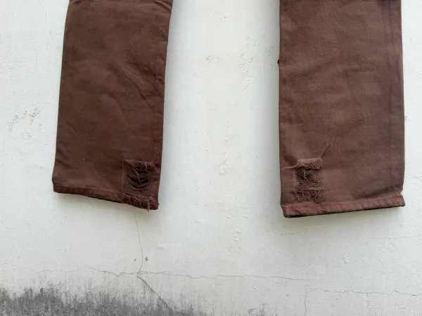 Saint Laurent Ripped Distressed Brown Jeans - 12