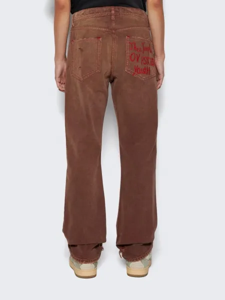Saint Laurent Ripped Distressed Brown Jeans - 20