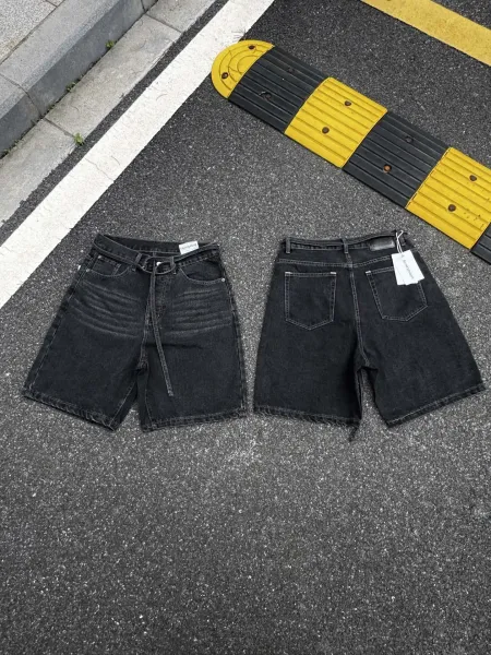 Roen Studio Black Denim Shorts with Drawstring Waist - 1