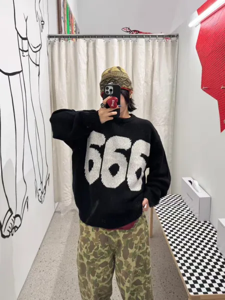 Supreme x 3e Sport Knit Sweater Black '666' Graphic Sweater - 21
