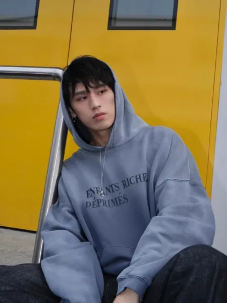Enfants Riches Déprimés Oversized Hoodie in Dusty Blue - 1