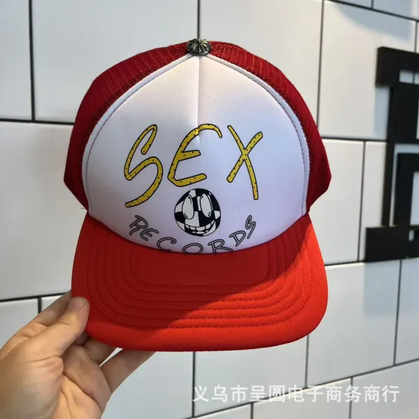 Sex Records x Custom Trucker Hat Red and White Baseball Cap - 1