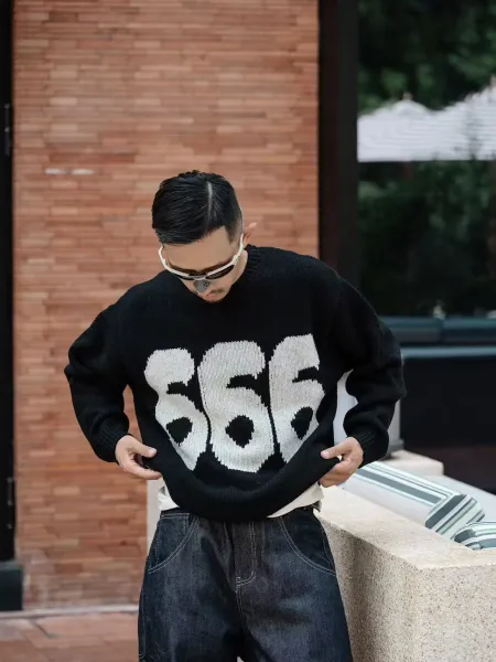 Supreme x 3e Sport Knit Sweater Black '666' Graphic Sweater - 18