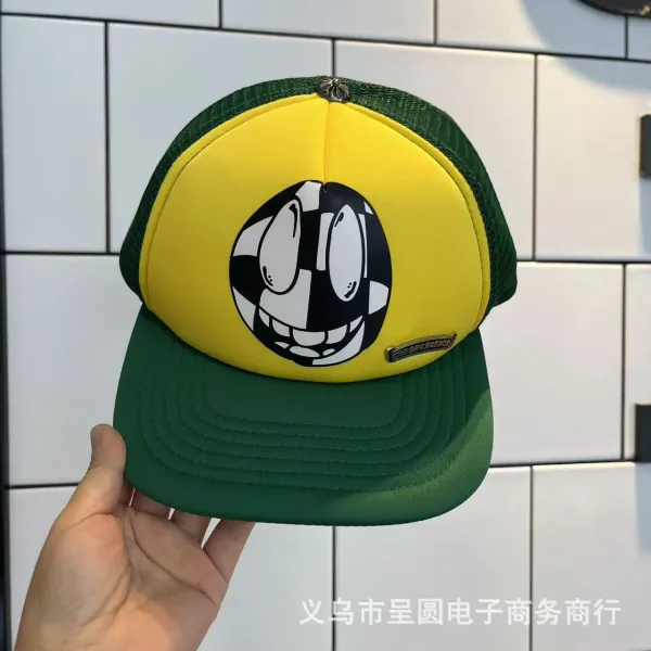 Chrome Hearts x Unknown Artist Smiley Trucker Cap Yellow Green Baseball Cap - 1