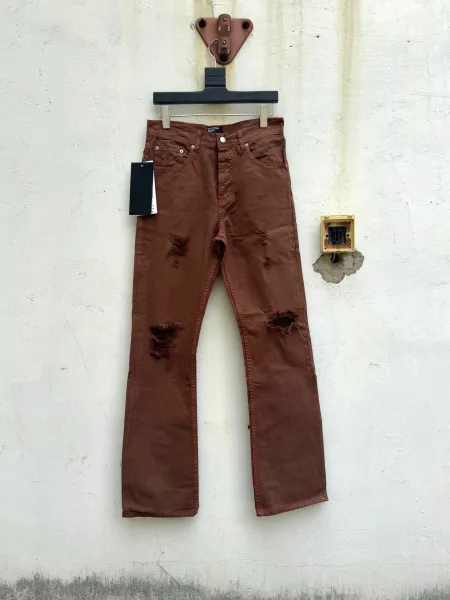 Saint Laurent Ripped Distressed Brown Jeans - 1