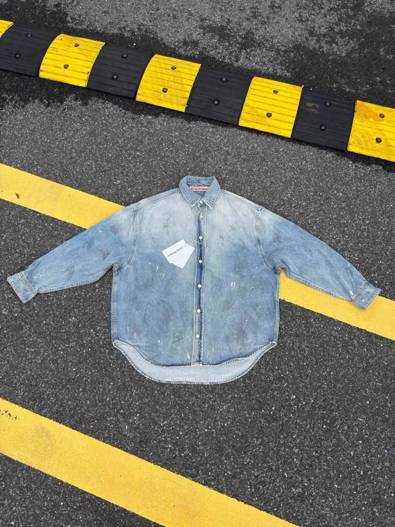 Acne Studios Paint-Splatter Denim Shirt Blue - 1