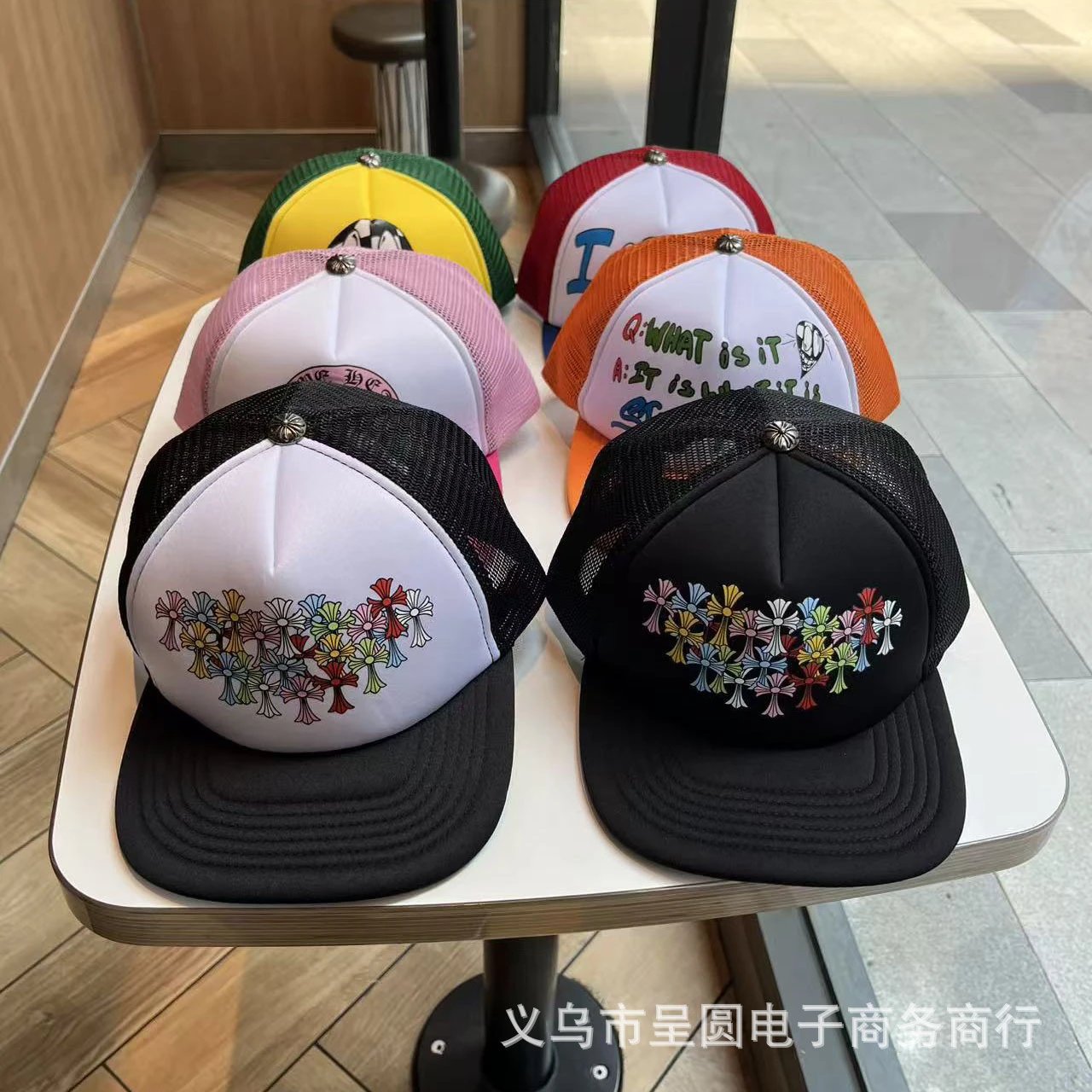 Design Streetwear Trucker Cap Orange/White Graphic Baseball Cap - 12