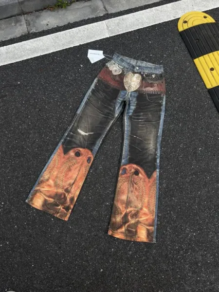 Acne Studios Paint-Splatter Wide-Leg Jeans Gray - 9
