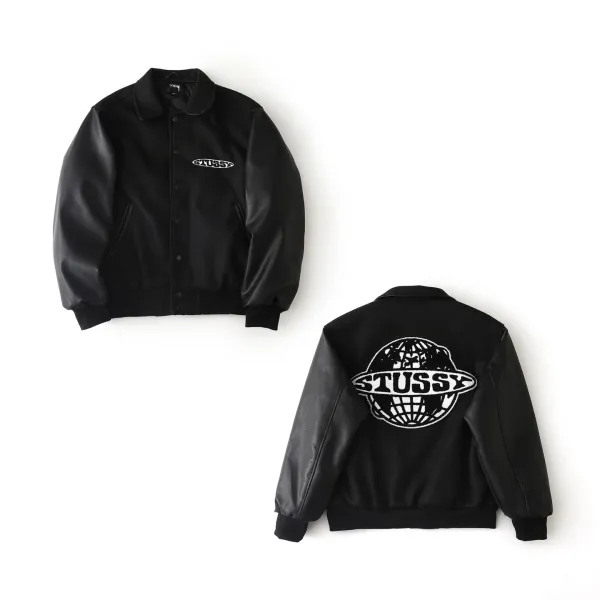 Stussy Globe Varsity Jacket Black - 1