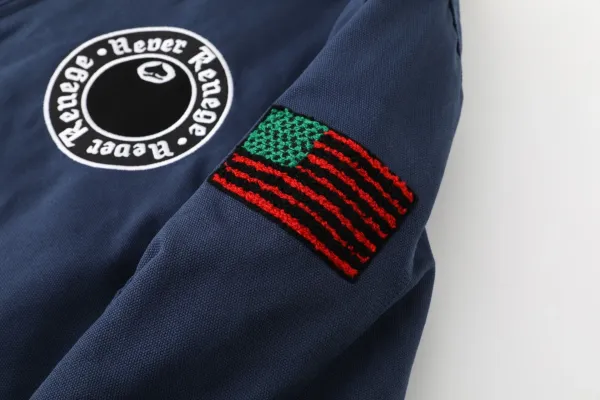 A Bathing Ape Bapesta Logo Embroidered Navy Work Jacket - 15