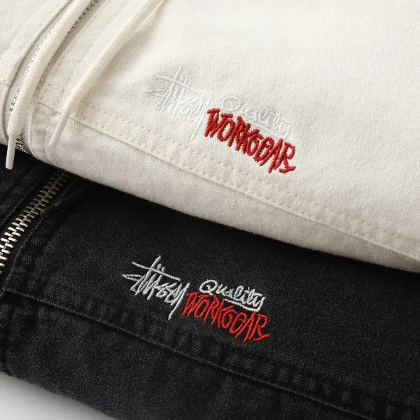 A Bathing Ape Bapesta Logo Embroidered Navy Work Jacket - 12