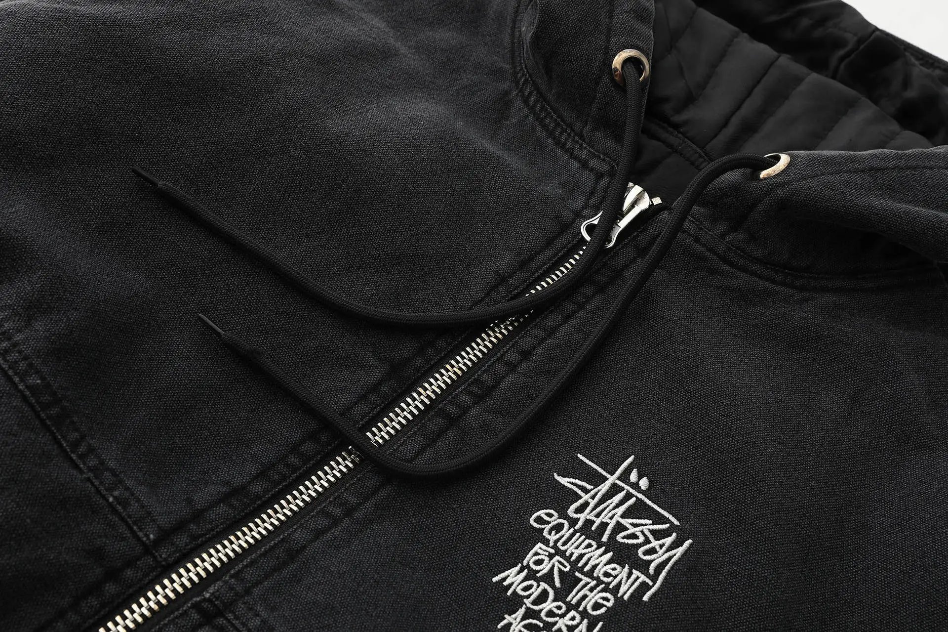 A Bathing Ape Bapesta Logo Embroidered Navy Work Jacket - 18