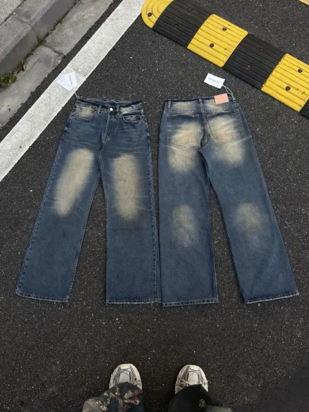Acne Studios Distressed Wide-Leg Jeans Blue - 1