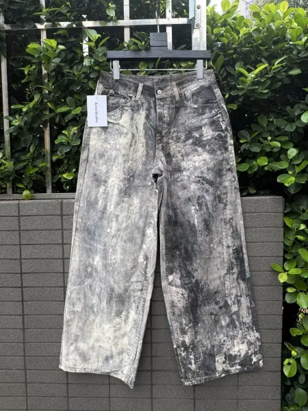 Acne Studios Paint-Splatter Wide-Leg Jeans Gray - 12