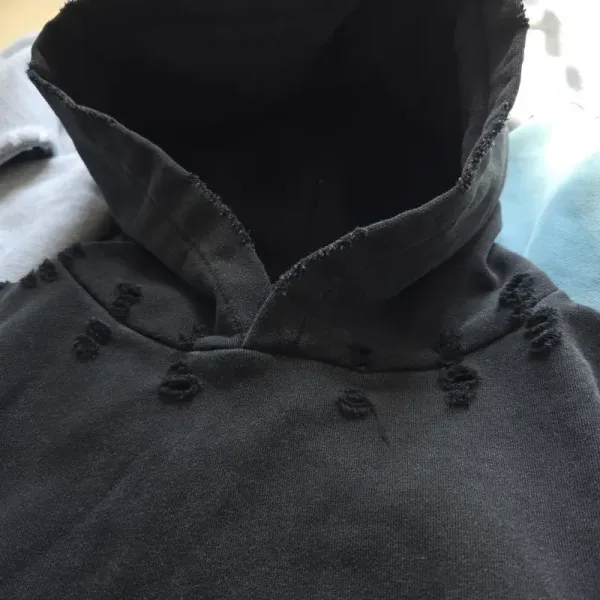 Enfants Riches Déprimés Hoodie in Washed Blue with Printed Face Mask - 4