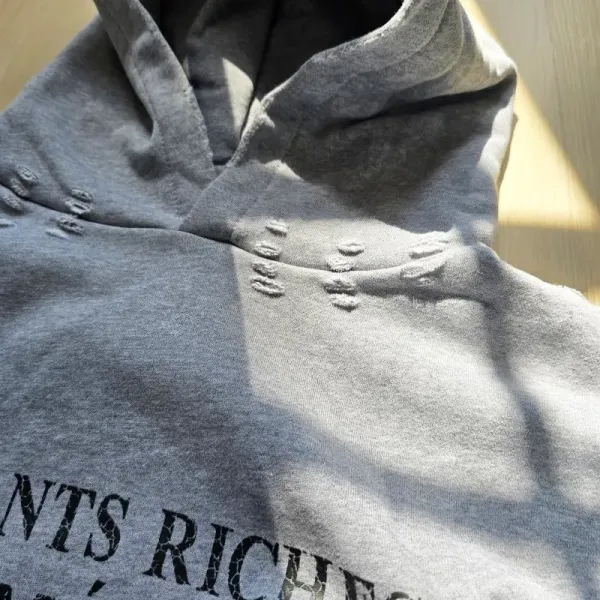 Enfants Riches Déprimés Hoodie in Washed Blue with Printed Face Mask - 12