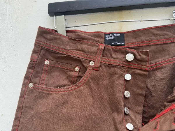 Saint Laurent Ripped Distressed Brown Jeans - 7