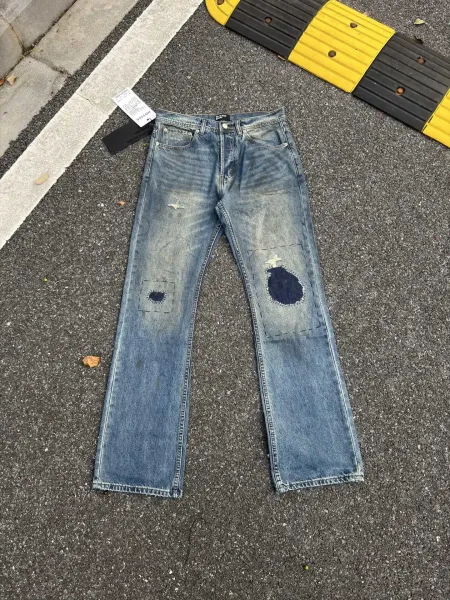 Saint Laurent Ripped Distressed Brown Jeans - 49