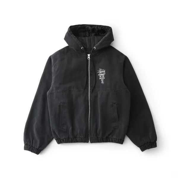 A Bathing Ape Bapesta Logo Embroidered Navy Work Jacket - 4