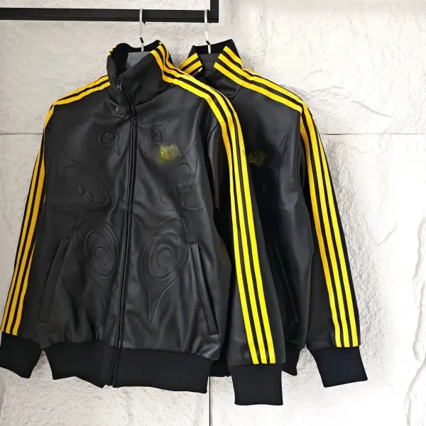 Adidas Originals Track Jacket Black Yellow Embossed Owl Graphic Jacket - 1