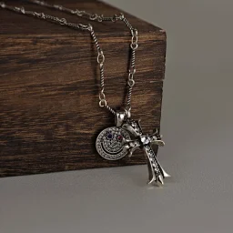 thumbnail for 925 silver plated gold diamond cross smiley face double pendant necklace light luxury personalized collarbone chain Internet celebrity ins style jewelry