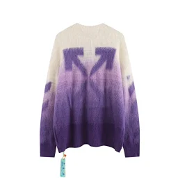thumbnail for Wholesale classic off sweater long coat ow trendy brand gradient arrow mohair sweater woolen couple outfit