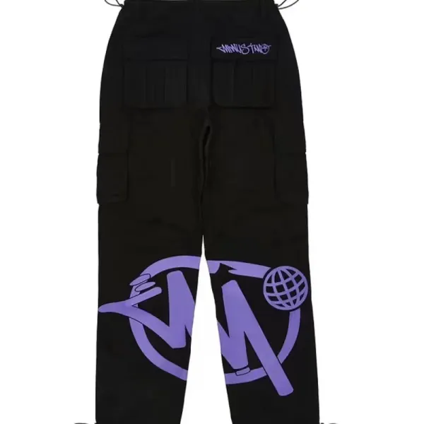 MMY Cargo Pants Light Blue Graphic Print Pants - 5