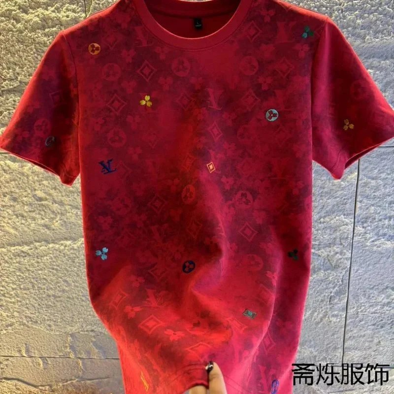 Louis Vuitton T-Shirts Monogram floral embroidered crew-neck T-shirt image 3