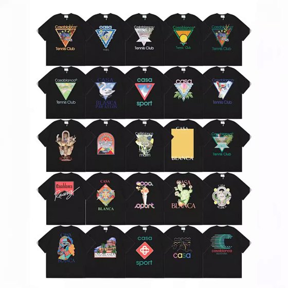 25S European and American Streetwear Brand Casa Painted Graphic Print Short Sleeve T-Shirt Unisex High Street Tee