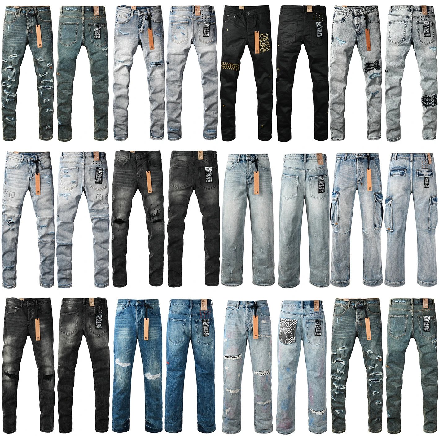 Jeans straight-leg ripped stretch American casual men’s jeans miscellaneous links