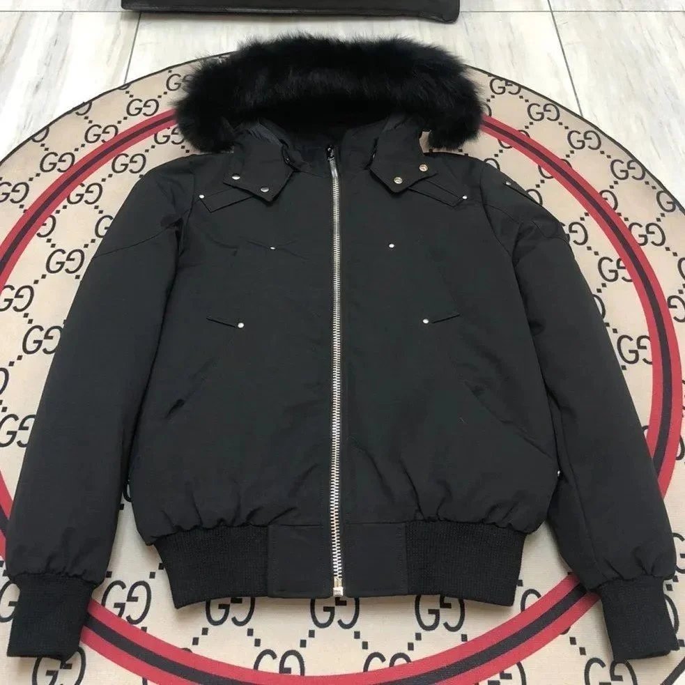 Black/black fur collar