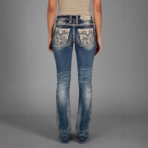 Women's Vintage Jeans Rock Revival Washed Low Rise Flare Pants