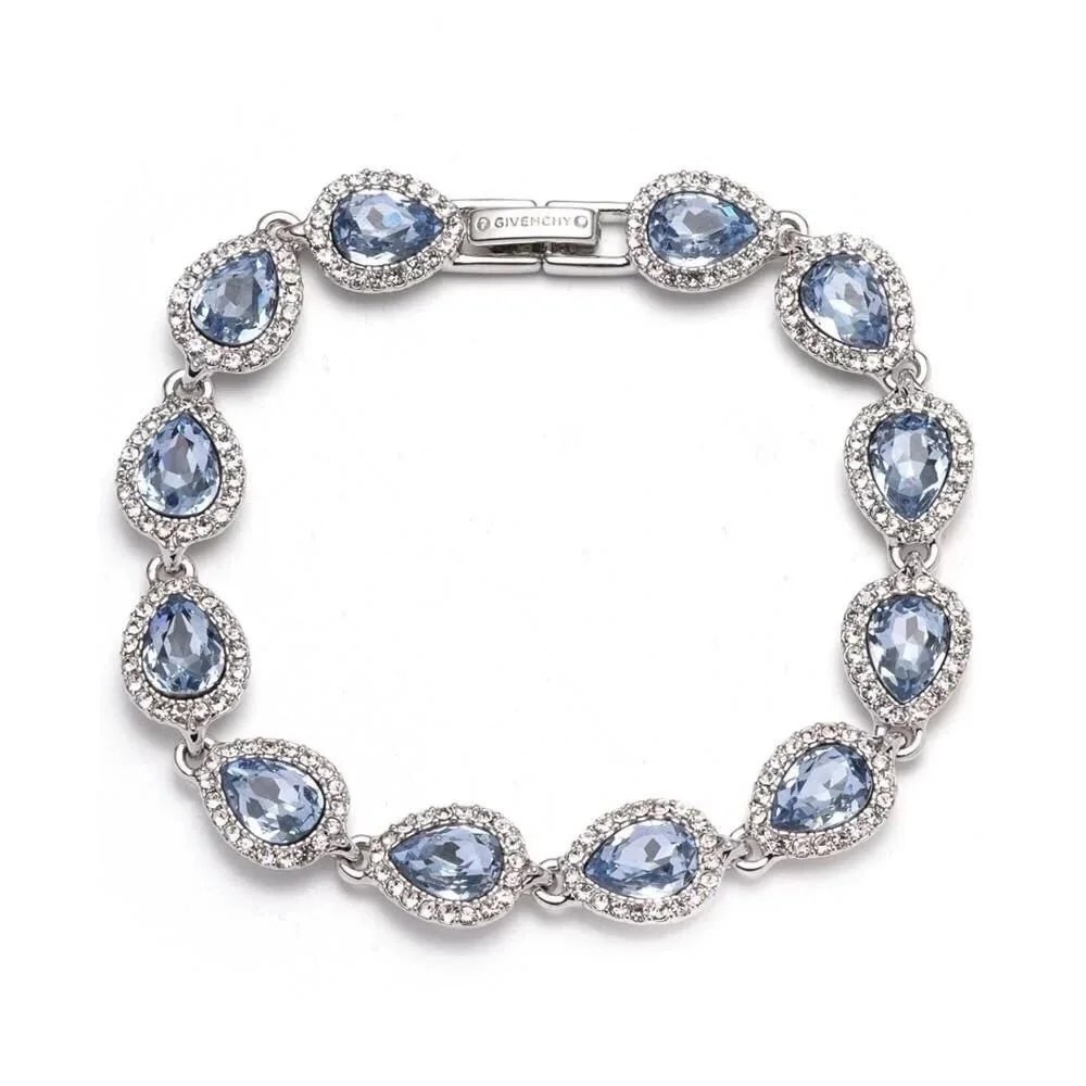 Givenchy Teardrop Bracelet Silver Tone Crystal Blue