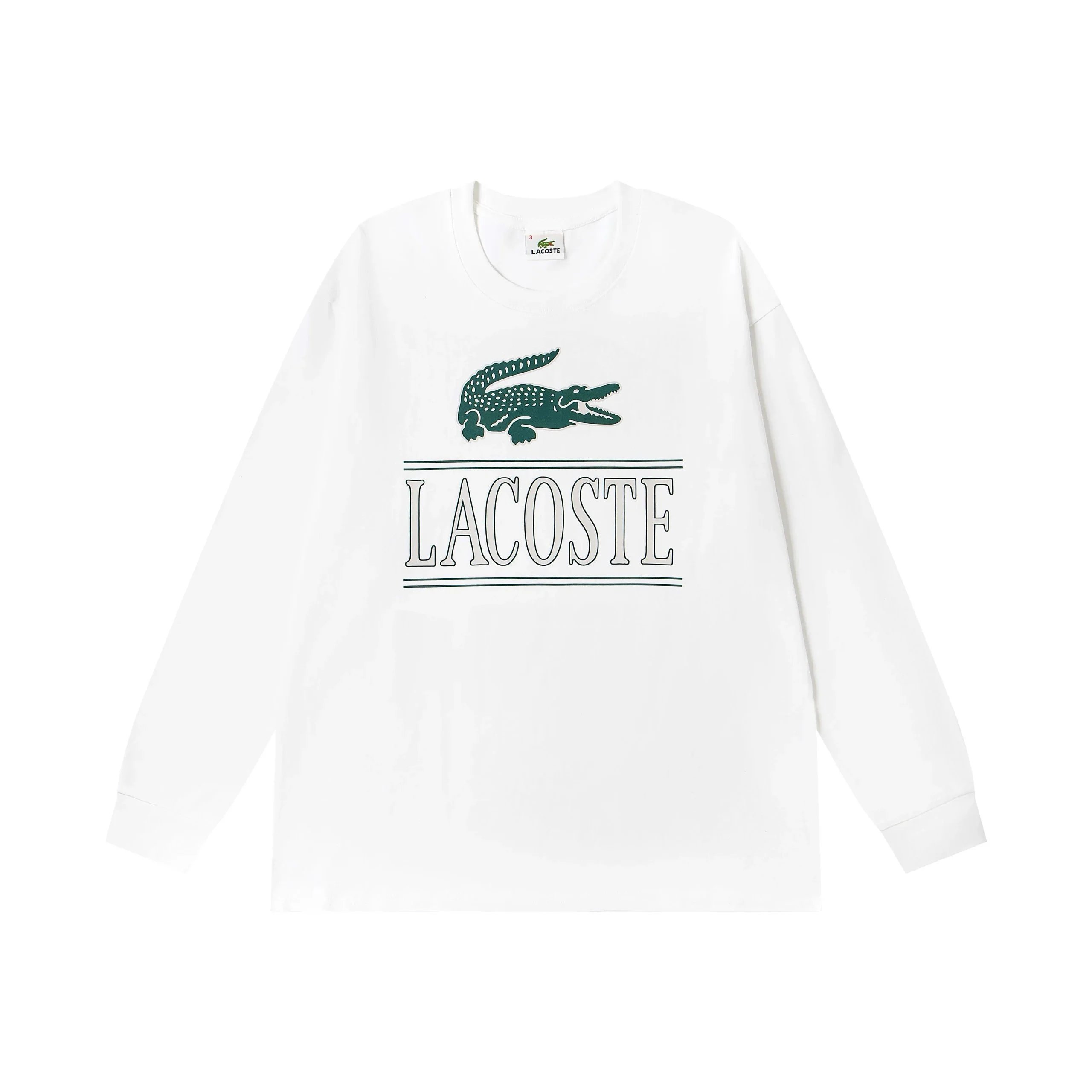 Lacoste T-shirt Long Sleeve Big Croc Logo White