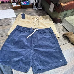 thumbnail for RL Ruff pony label loose cropped breathable couple pants embroidered summer casual cotton corduroy shorts men
