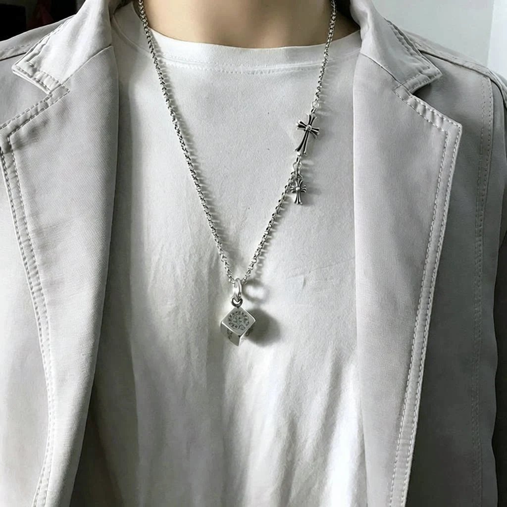 Chrome hearts cube necklace