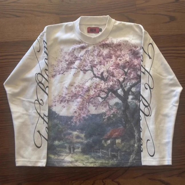 INS Y2K Floral Letter Print Loose Slimming Crewneck T-Shirt Streetwear Casual Outfit