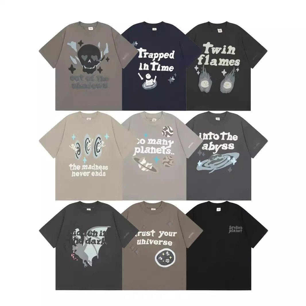 Broken Planet Market Cartoon Skull Foam Printed Men's and Women's Round Neck Loose Short Sleeve T-shirt Trendy Brand