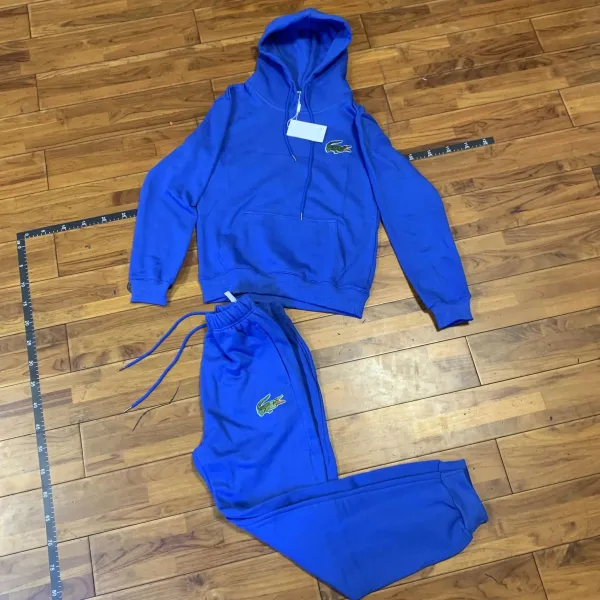 Lacoste Crocodile Logo Hoodie and Sweatpants Set Royal Blue Tracksuit - 1