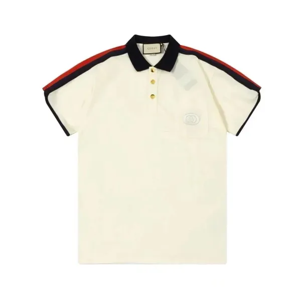 Gucci Web-Striped Polo Shirt in Cream - 1
