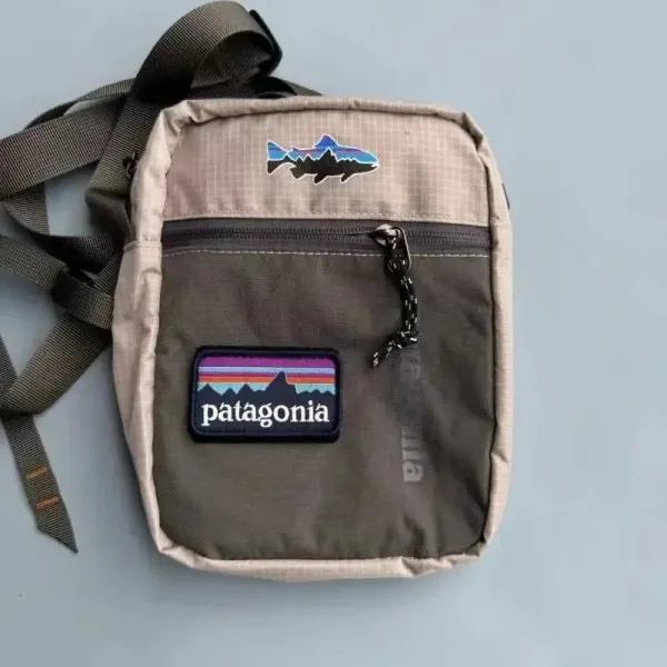 Patagonia Small Messenger Bag Beige and Olive Green Crossbody Bag - 1