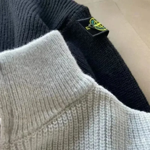 Stone Island Cable Knit Zip-Up Sweater Army Green - 6